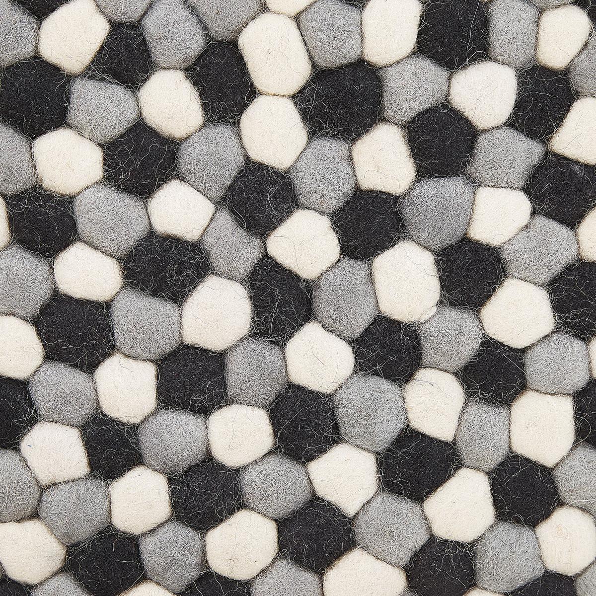 FILZKUGELTEPPICH-PENEK 140/140 cm - Schwarz, Textil (140/140cm) - Beliani