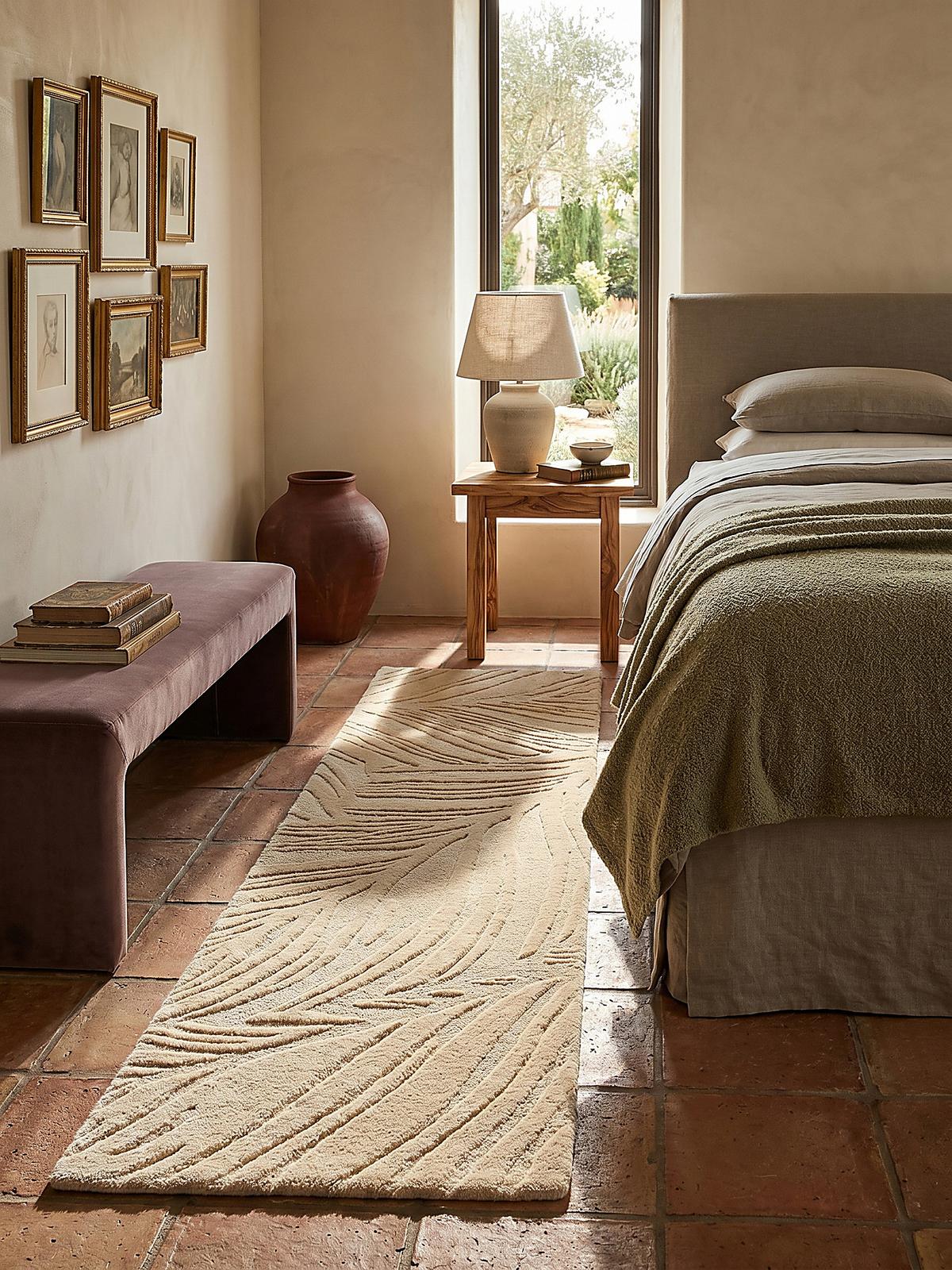 WOLLTEPPICH LEVEN, floral, Beige, 60 x 230 cm - Beige, Textil (230/60cm) - KADIMA DESIGN
