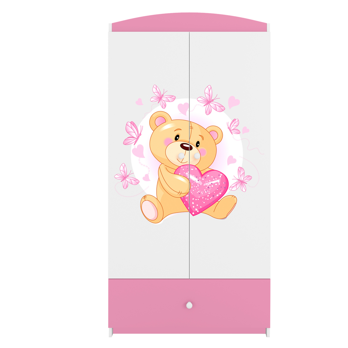KINDERKLEIDERSCHRANK Teddybär I - Hellrosa, Holzwerkstoff (90/175/52cm) - RAUMHIRSCH FURNITURE