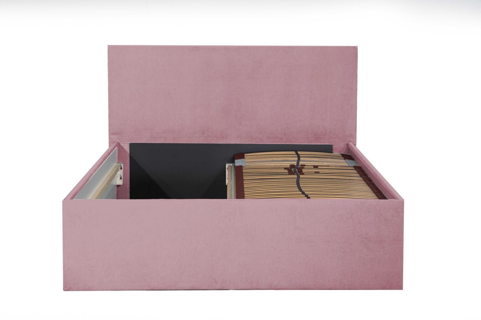 POLSTERBETT Gent Rose 180 x 200 x 32 cm Stauraum Ohne Matratze und Lattenrost - Rosa, Holz (180/200cm) - Halmon Schlafkomfort Betten 