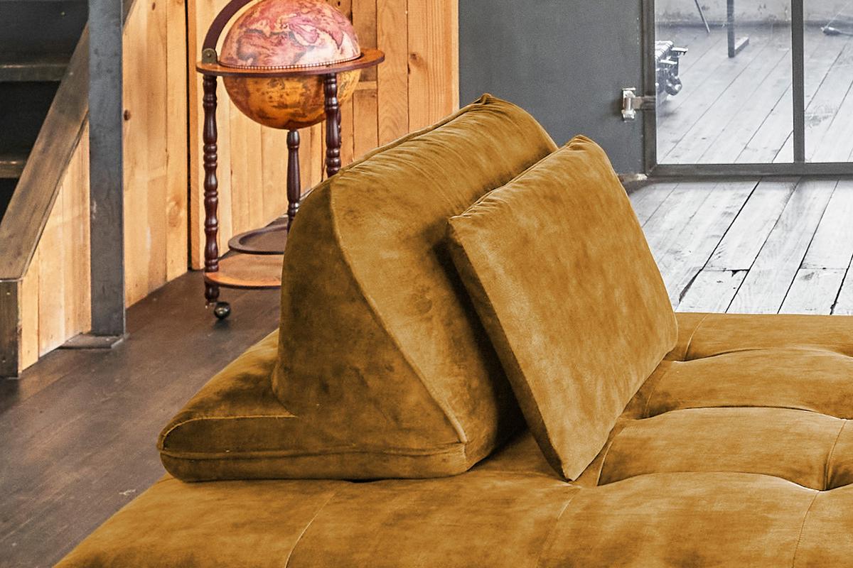MODULSOFA MIT HOCKER WIOLO Braun Velvet - Silberfarben/Braun, Textil/Metall (350/80/350cm) - KAWOLA