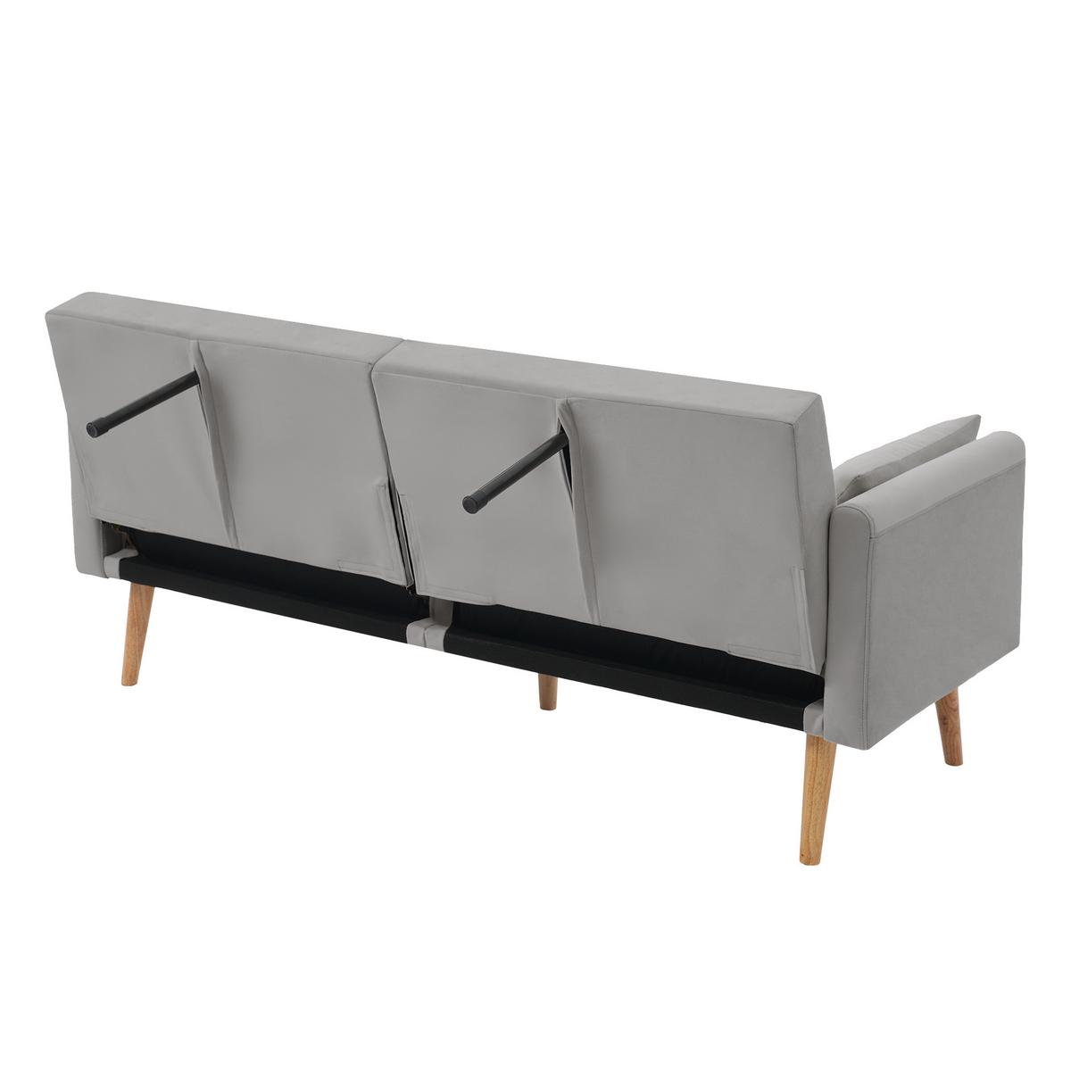 SCHLAFSOFA mit verstellbaren Rückenlehnen und Armlehnen - Grau, Holzwerkstoff/Textil (75/82/180cm) - Urban Meuble