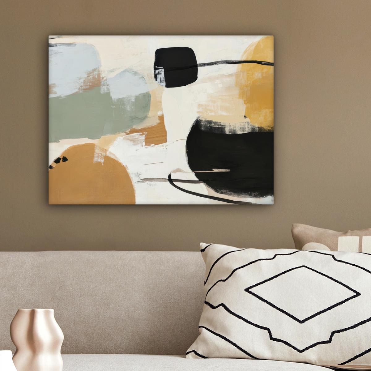 LEINWANDBILD Farbe - Abstrakt - Farben Wandbild 40x30 cm - Currygelb, Textil (40/30cm) - MuchoWow