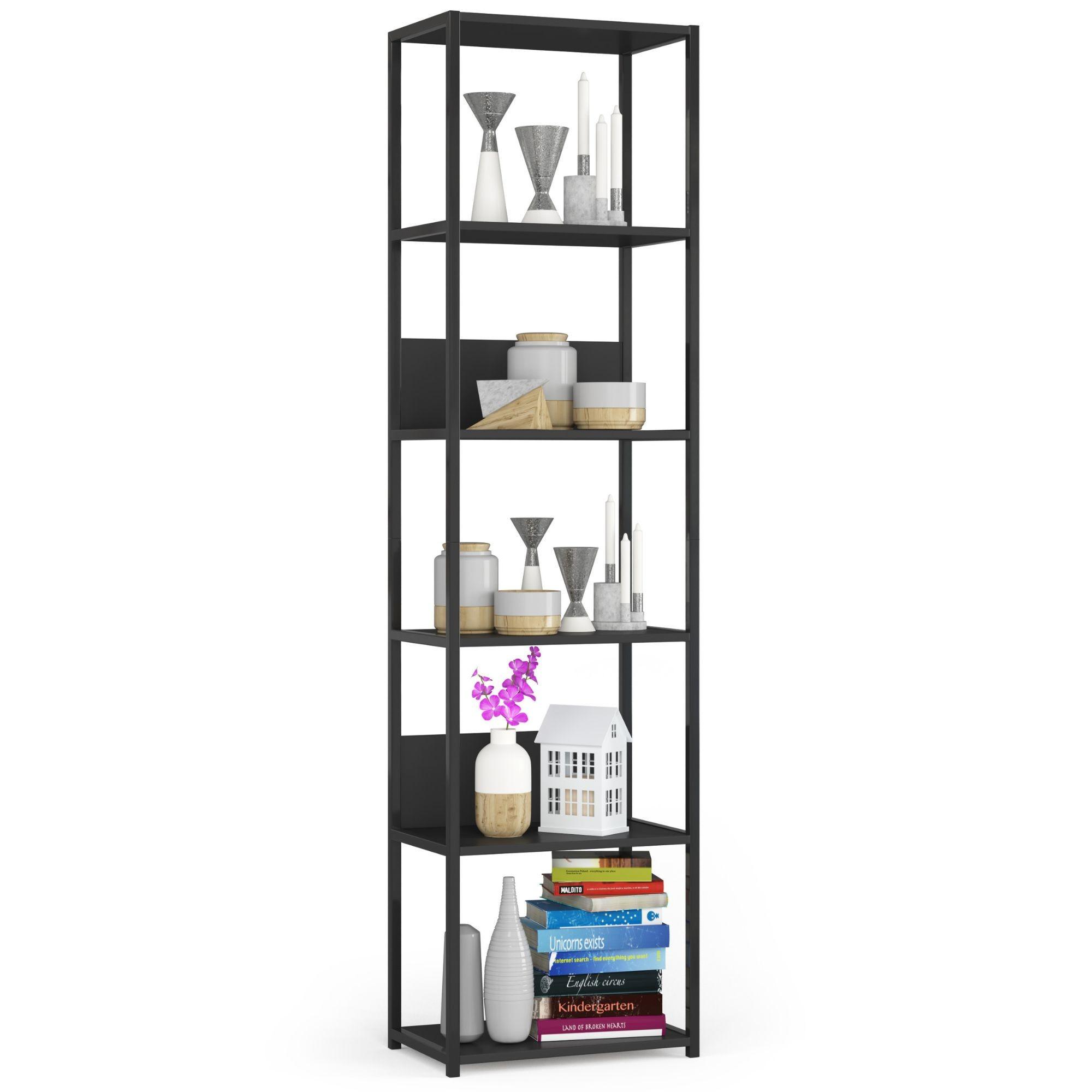STANDREGAL Schwarz, Schwarz 192/50/32 - Schwarz, Holzwerkstoff (50/192/32cm) - RAUMHIRSCH FURNITURE
