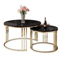 COUCHTISCH 2 in 1 LORI verchromt gold Hochglanz - Goldfarben/Schwarz, Holzwerkstoff (70/70/49cm) - Lookway