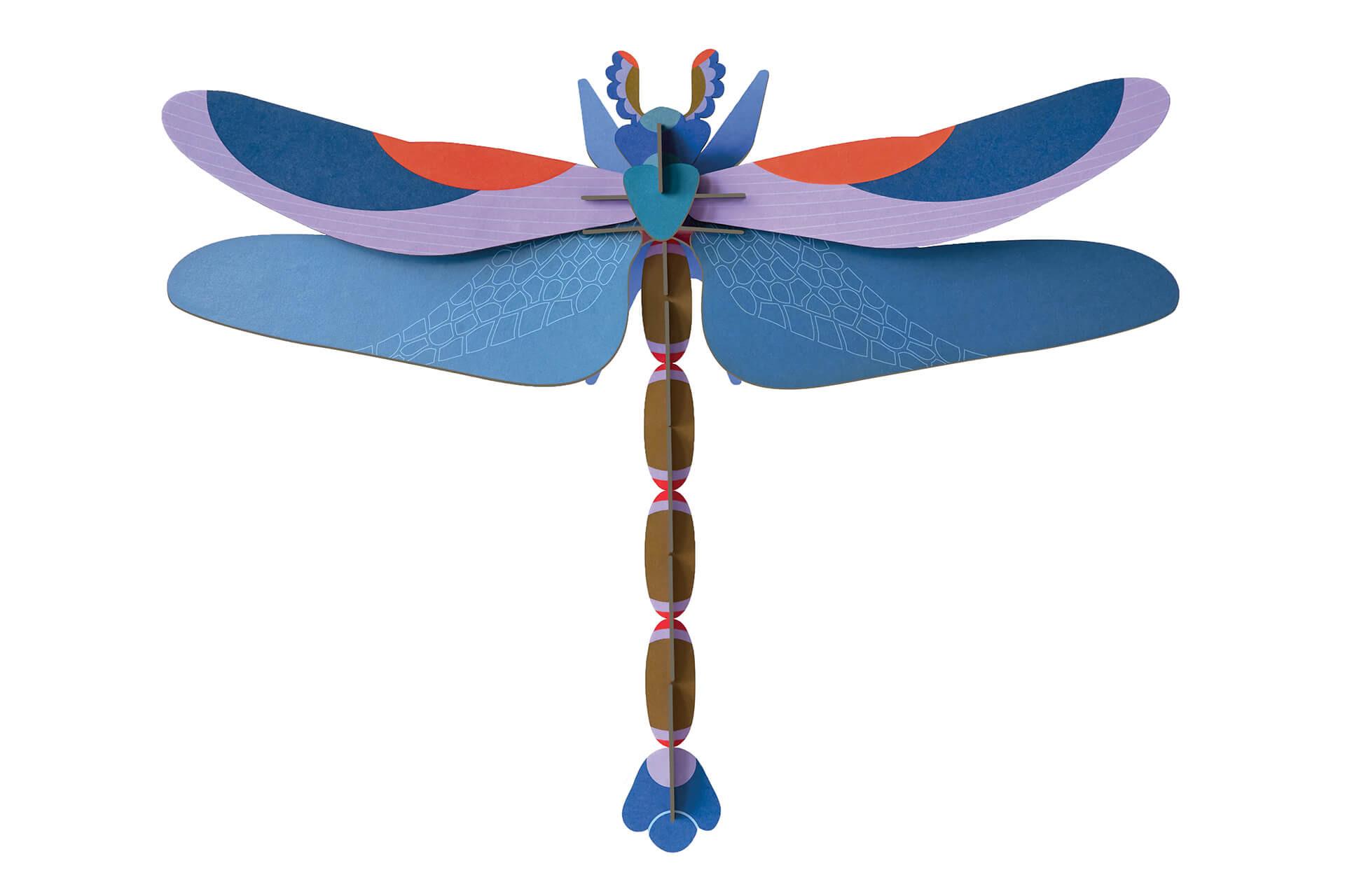 WANDDEKO Azur-Libelle 46/8 cm - Blau/Braun, Wellpappe (46/8/36cm) - Studio Roof