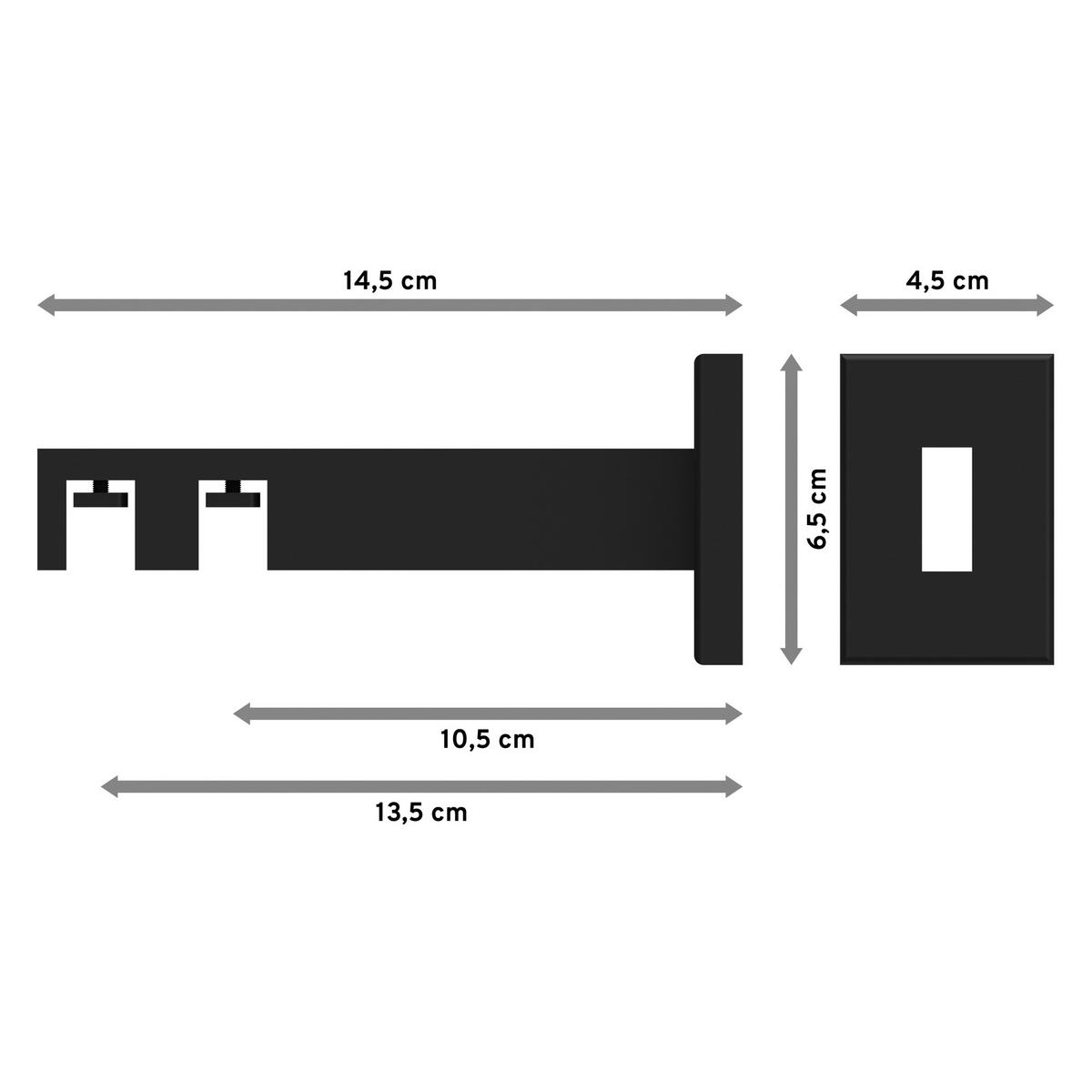 TRÄGER FÜR GARDINENSTANGEN INNENLAUF 14x35 mm, Smartline 2-läufig lang, Schwarz - Schwarz, Metall (14.5/6.5/4.5cm) - INTERDECO