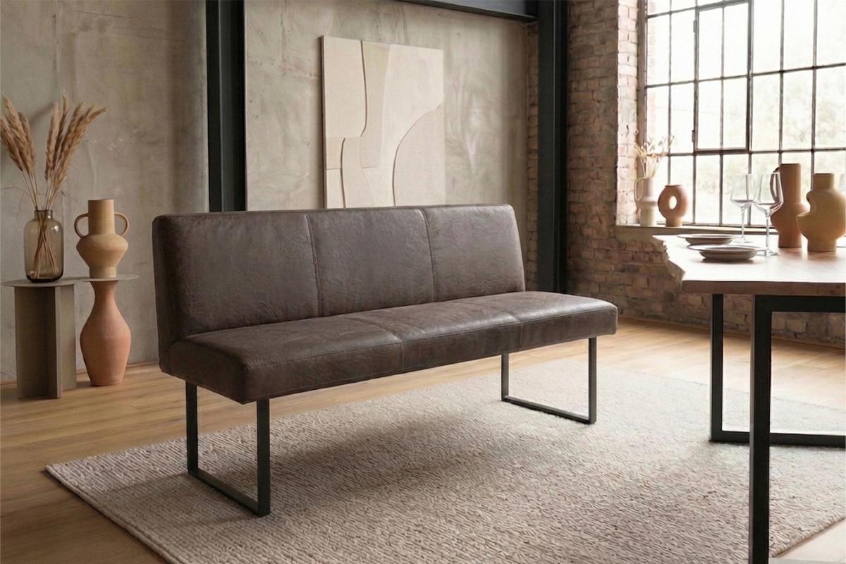 ESSZIMMERBANK ELEEN Dunkelbraun Leder - Dunkelbraun, Leder (163/85/69cm) - KAWOLA