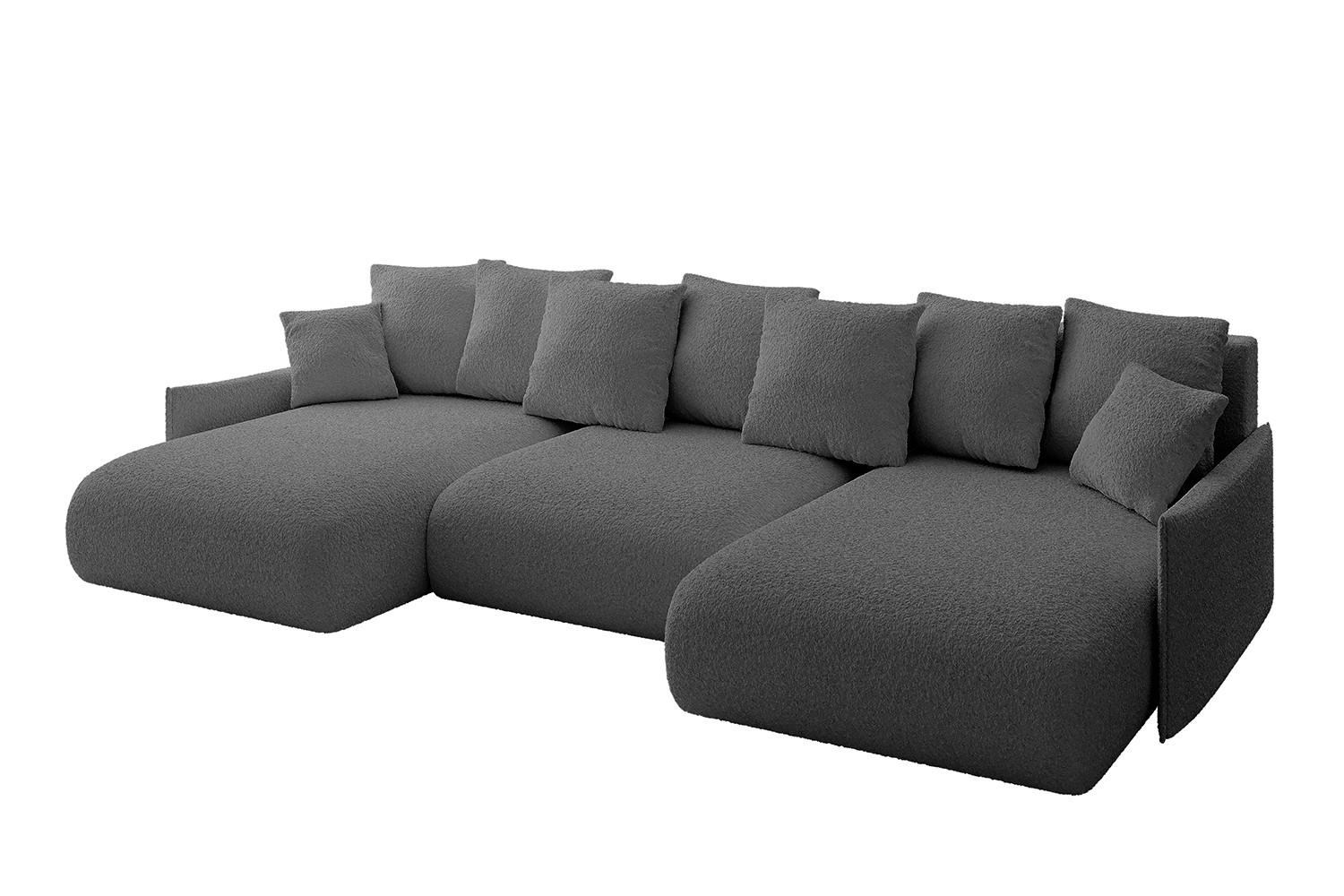 WOHNLANDSCHAFT mit Schlaffunktion und Bettkasten ONESK-U-v1 317x177x72 Grau Bouclé - Platinfarben, Holzwerkstoff/Kunststoff (317/72/177cm) - ALTDECOR