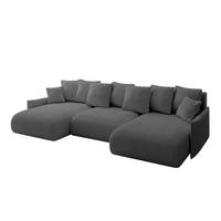 WOHNLANDSCHAFT mit Schlaffunktion und Bettkasten ONESK-U-v1 317x177x72 Grau Bouclé - Platinfarben, Holzwerkstoff/Kunststoff (317/72/177cm) - ALTDECOR