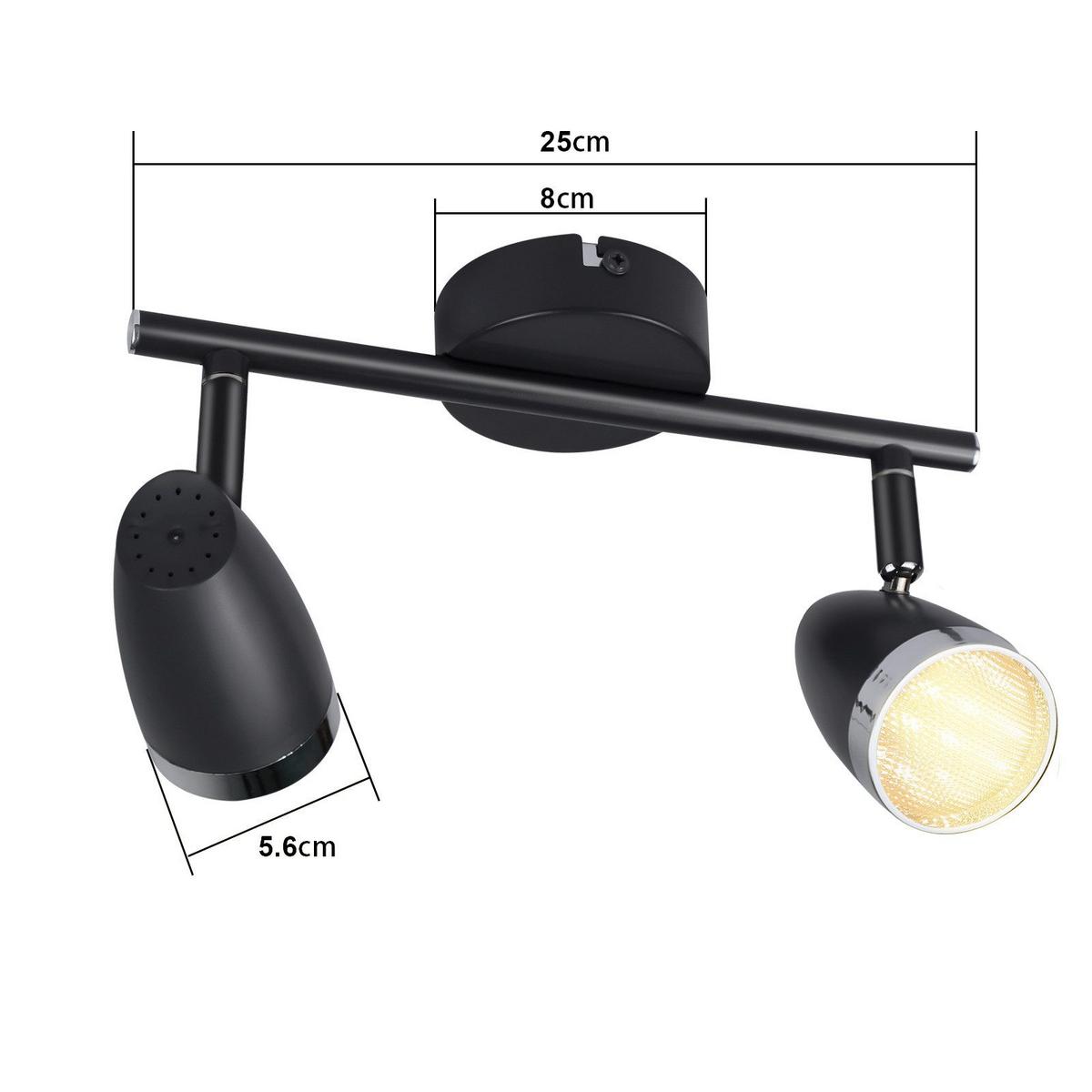 DECKENSTRAHLER Flacker 15.5/5.6/25 cm - Grau, Kunststoff (25/15.5/5.6cm) - ZMH