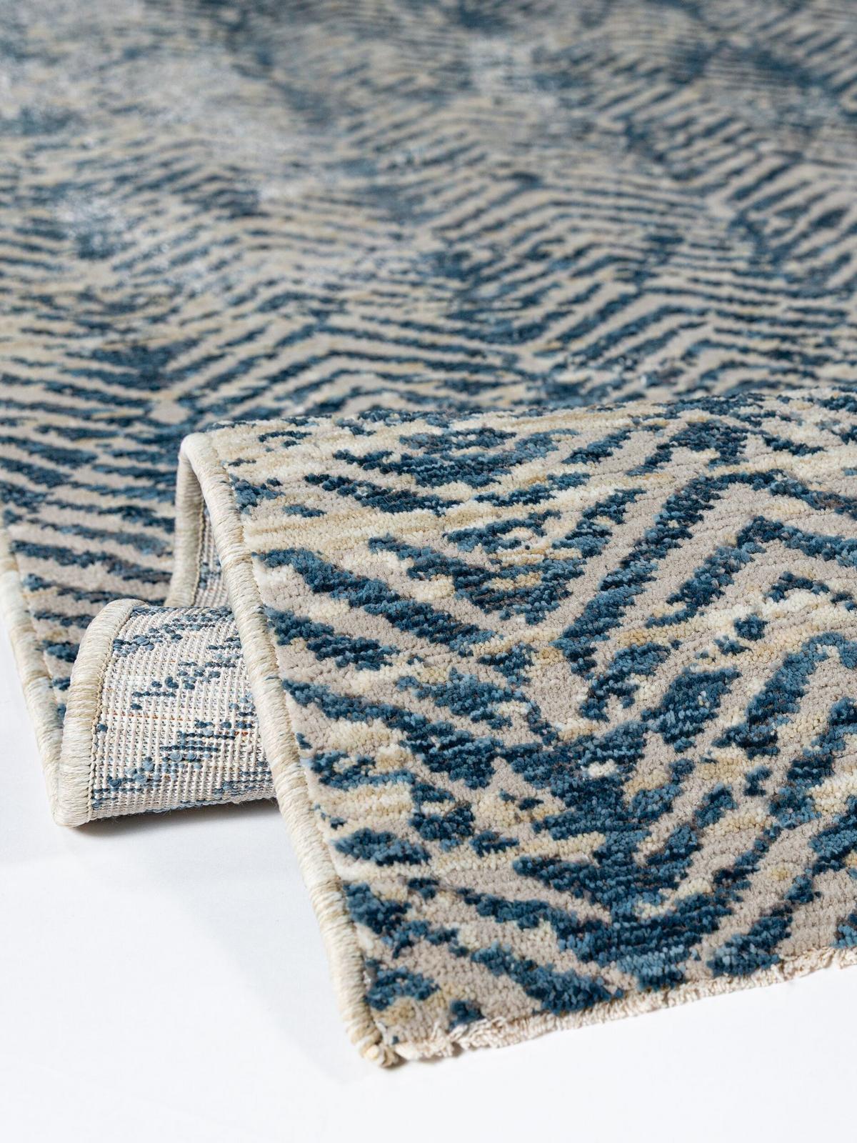 KURZFLORTEPPICH CROAL, Chevron, Natur-Blau, 120 x 160 cm - Blau/Beige, Textil (120/160cm) - KADIMA DESIGN
