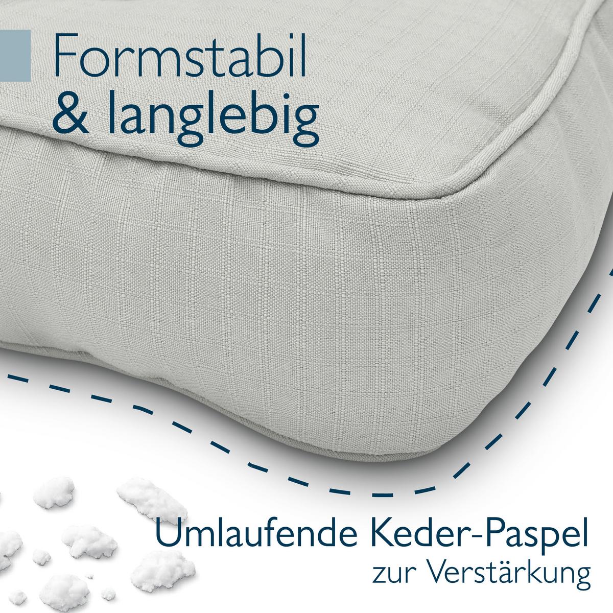 LOUNGEKISSEN Xluna Sitz 40x40x10cm mit Rücken 50x40x12cm Hellgrau (2tlg) - Hellgrau, Textil (40/50cm) - Beautissu 