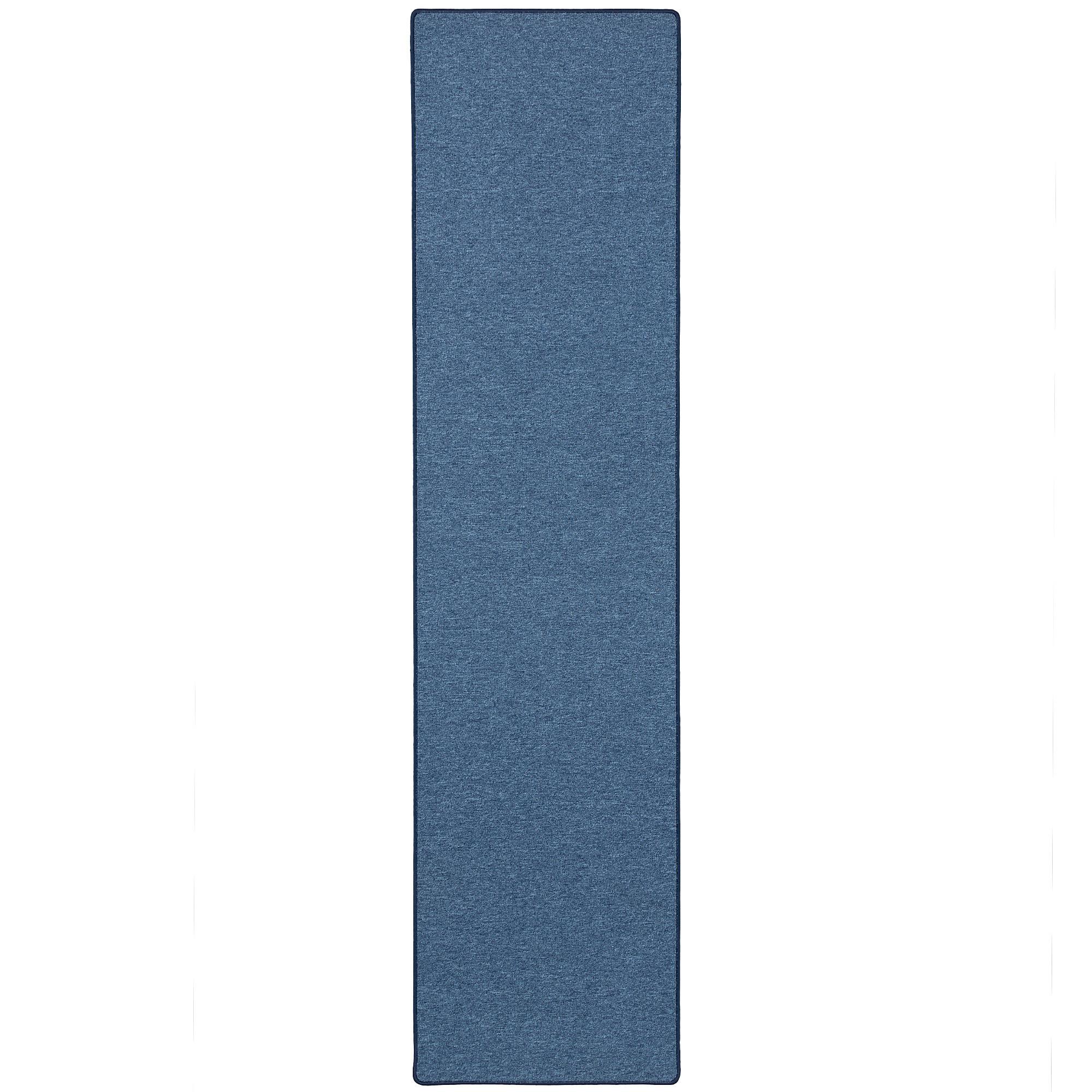 FEINSCHLINGEN VELOUR LÄUFER TEPPICH STRONG - Dunkelblau, Textil (100/200cm) - Snapstyle