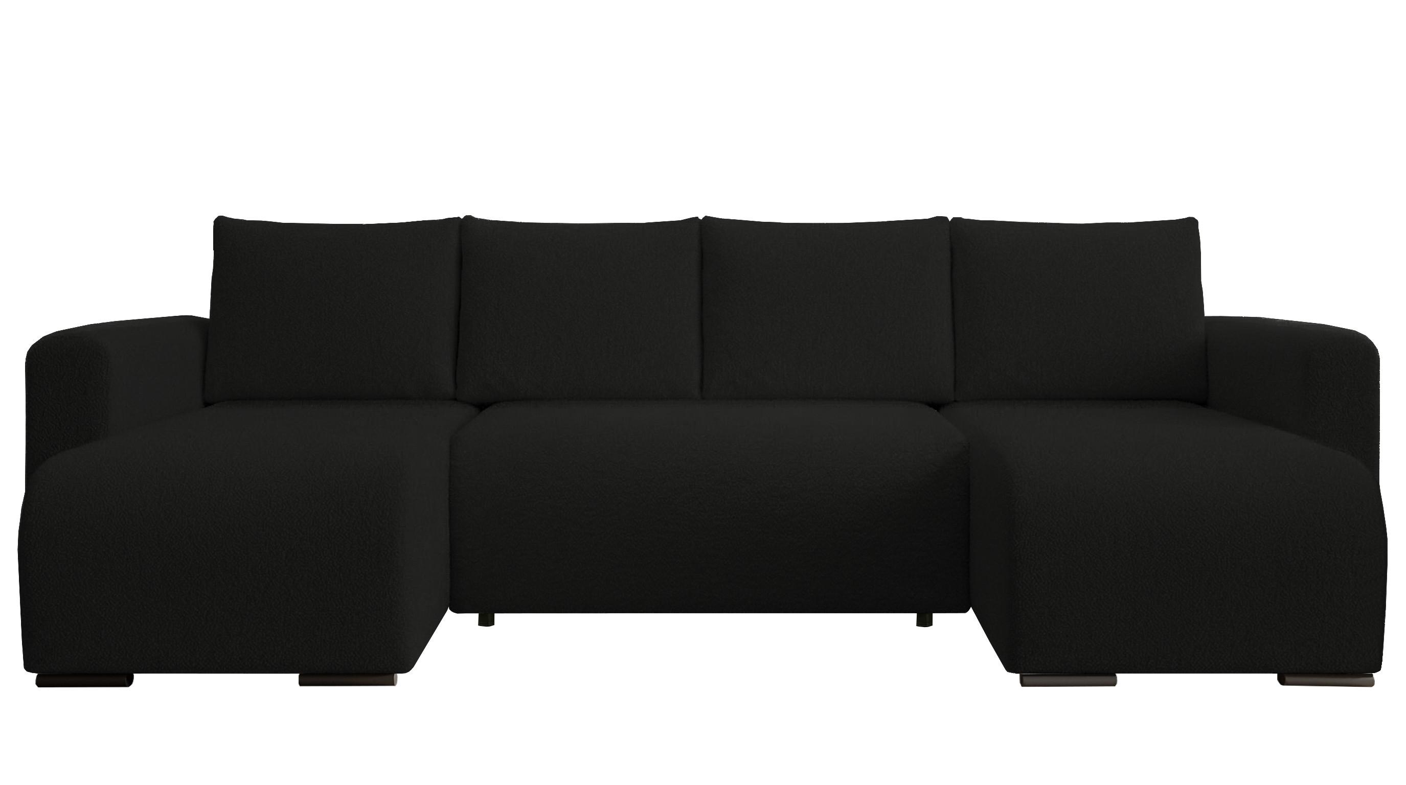 WOHNLANDSCHAFT DORA U mit Bettkasten und Schlaffunktion, U-Form, bequem - Schwarz, Textil (305/85/140cm) - Storez24