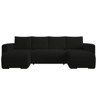 WOHNLANDSCHAFT DORA U mit Bettkasten und Schlaffunktion, U-Form, bequem - Schwarz, Textil (305/85/140cm) - Storez24