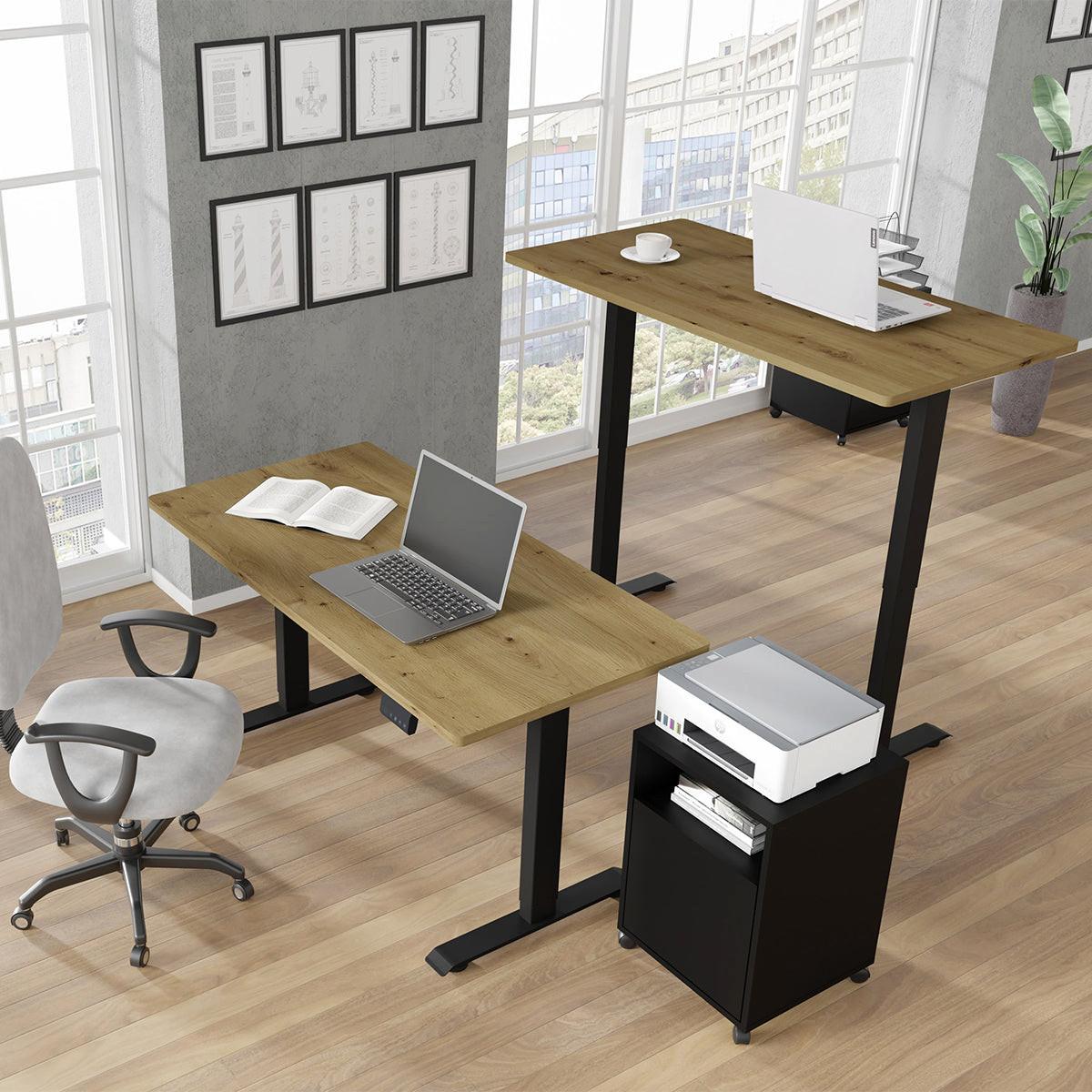 SCHREIBTISCH Ergo Holz und Schwarz - Schwarz/Braun, Holzwerkstoff (140/70/73cm) - Petits-meubles