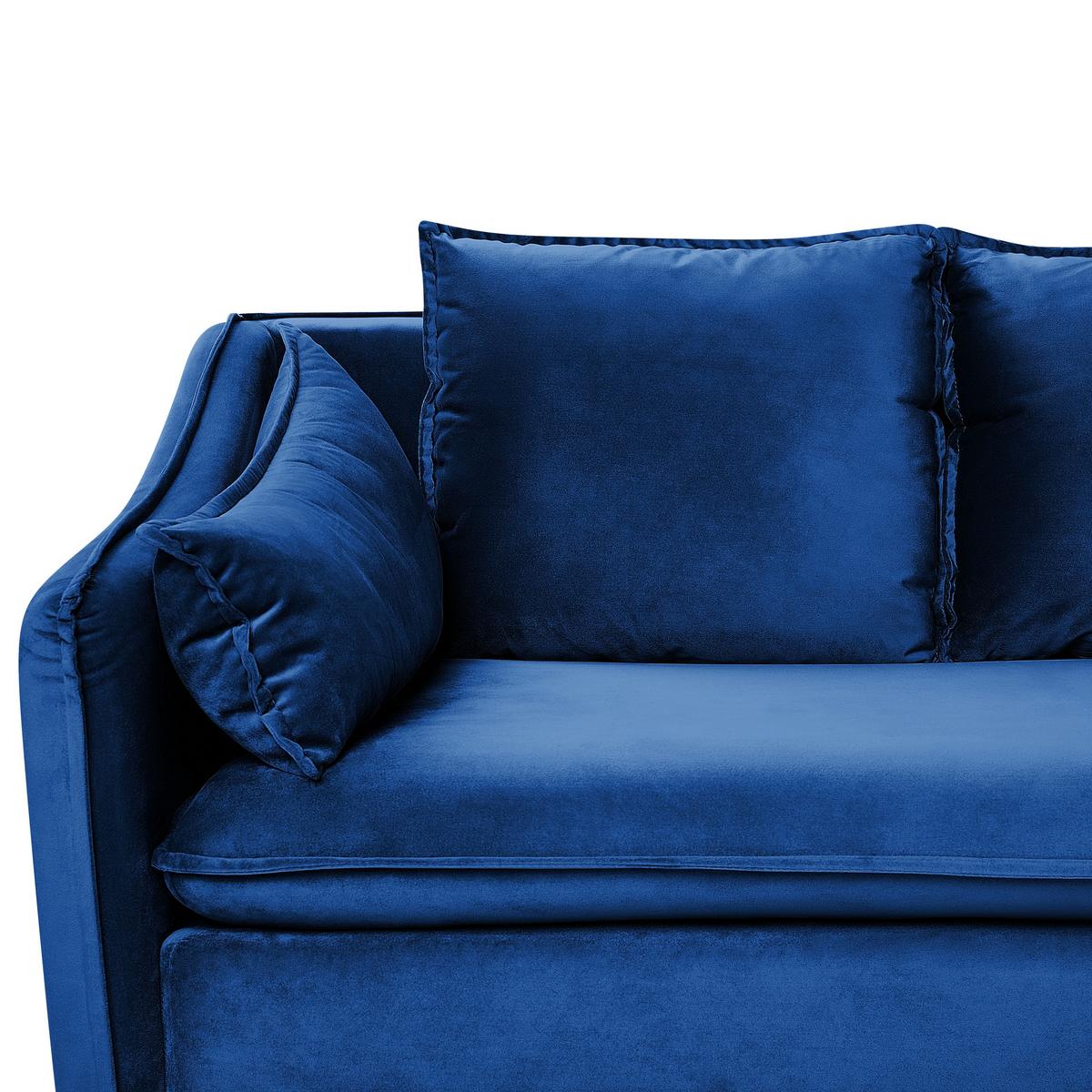4-SITZER-SOFA Samtstoff Marineblau Aure - Hellblau, Textil (342/77/106cm) - Beliani