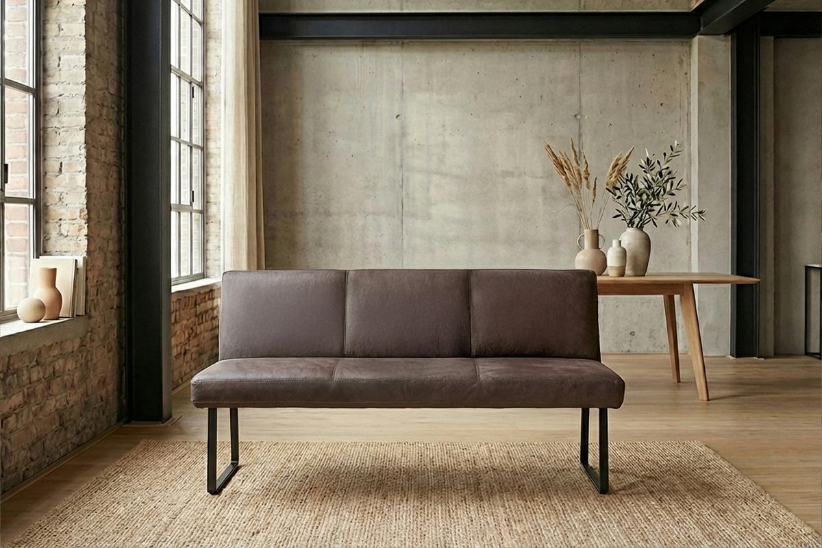 ESSZIMMERBANK ELEEN Dunkelbraun Leder - Dunkelbraun, Leder (163/85/69cm) - KAWOLA