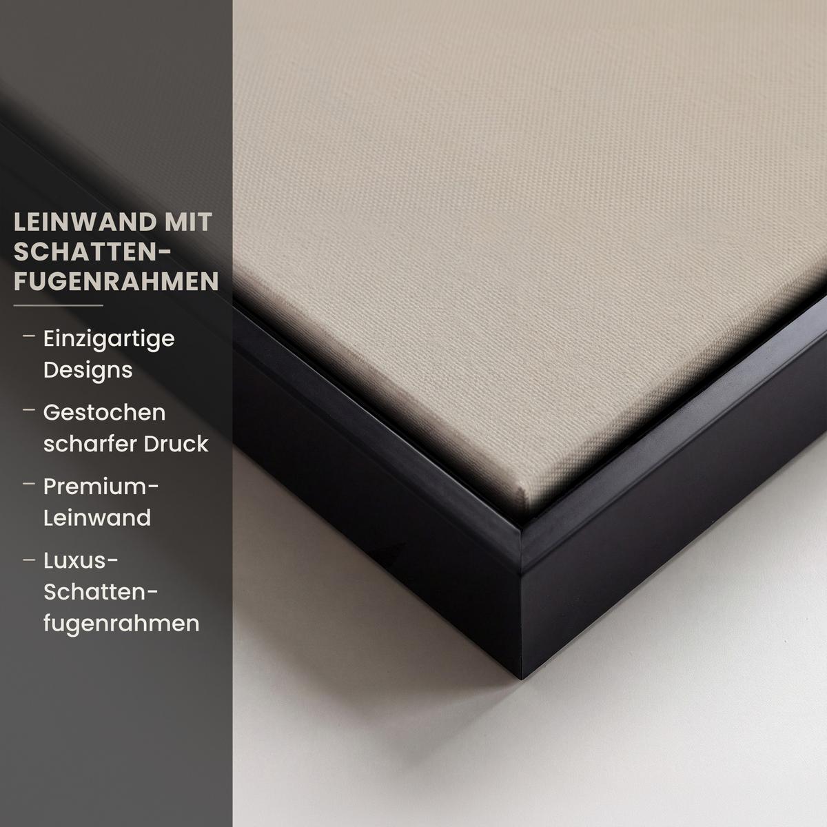 LEINWAND Bilder mit Rahmen - Pampasgras - Federn - Pastell - Weiß - 50x50 - Naturfarben, Textil (50/50cm) - MuchoWow