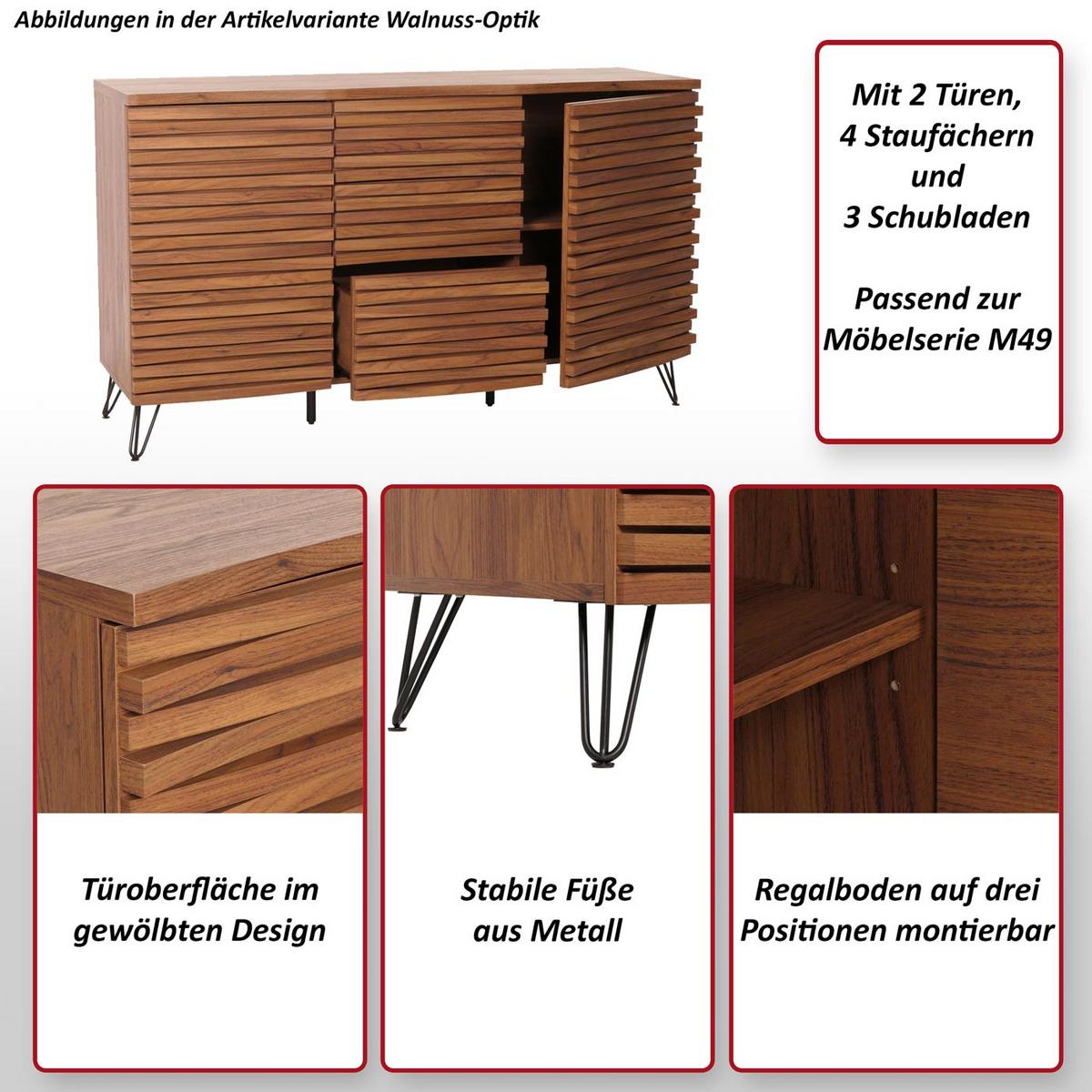 SIDEBOARD Braun - Braun, Holzwerkstoff (142/85/44cm) - MCW