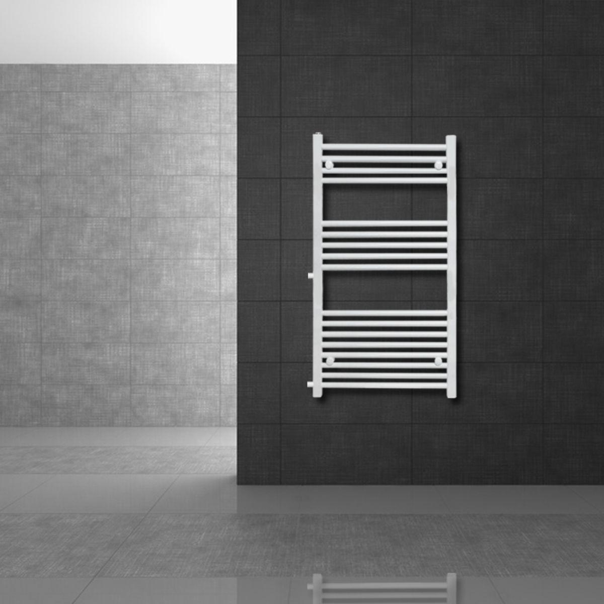 BADHEIZKÖRPER Sahara 500x1200 mm Weiß gerade mit Thermostatventil Set - Weiß, Metall (50/120/3cm) - LuxeBath