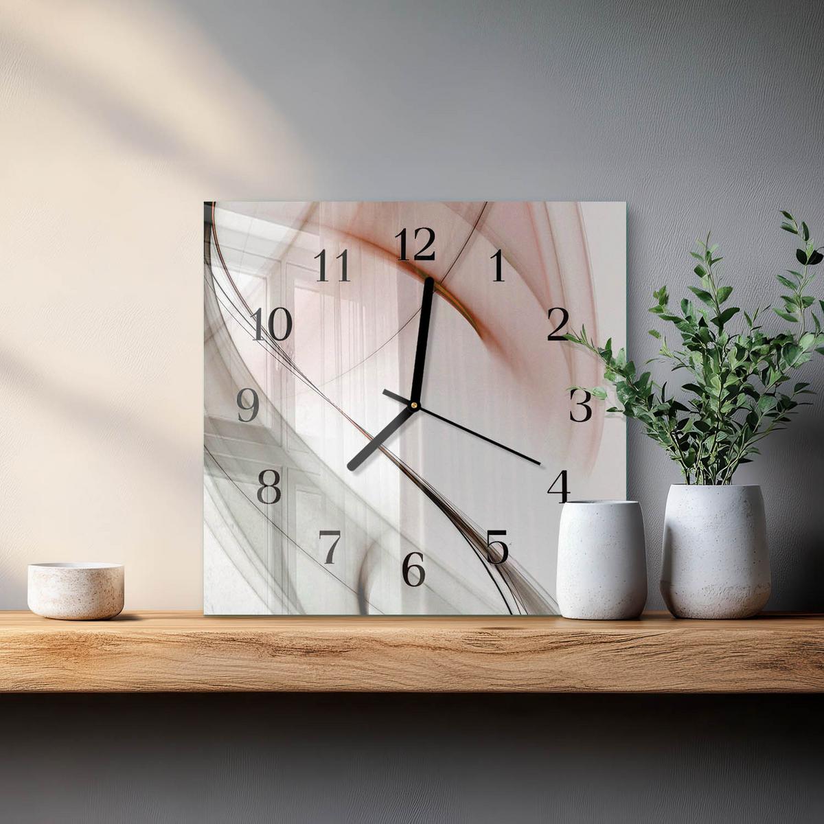 WANDUHR aus Glas 30x30 cm - Abstraktion - Braun, Glas (30/30/0.4cm) - TULUP