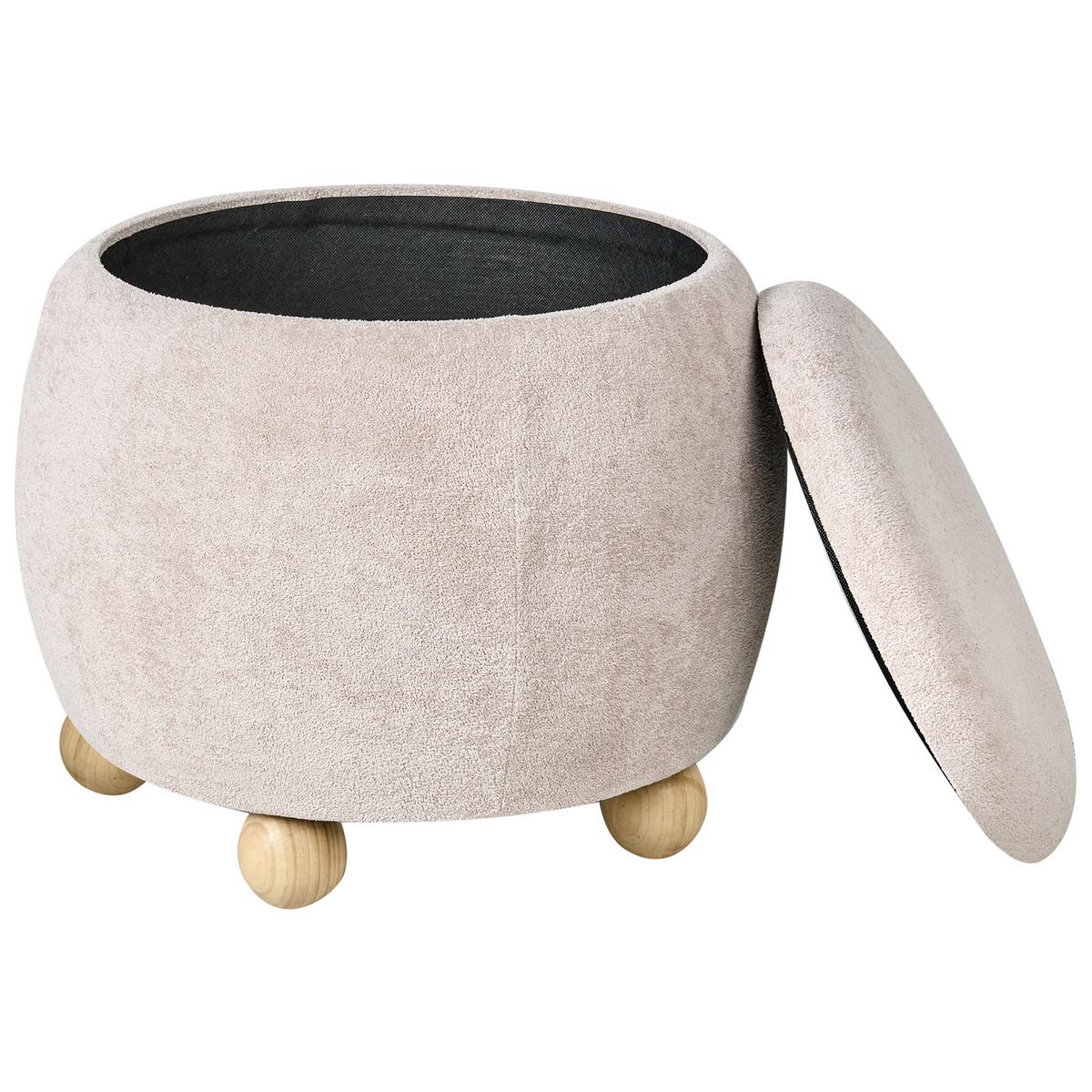 POUF mit Stauraum Bouclé Hellbeige Annabella - Beige, Textil (40/42/40cm) - Beliani