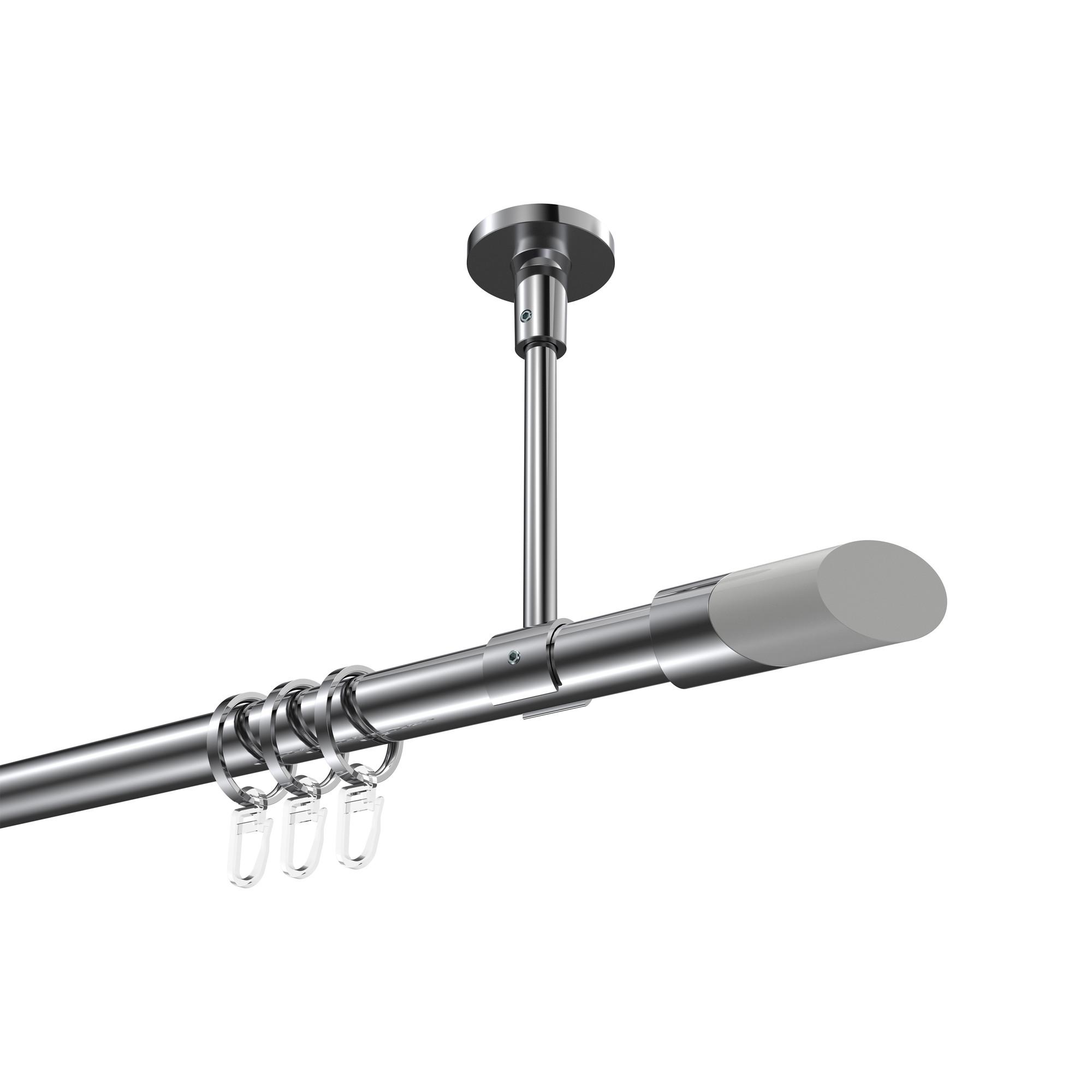 GARDINENSTANGE Sonette Verano 140 cm, 1-läufig, 20 mm Ø Chrom - Chromfarben/Weiß, Metall (140cm) - INTERDECO