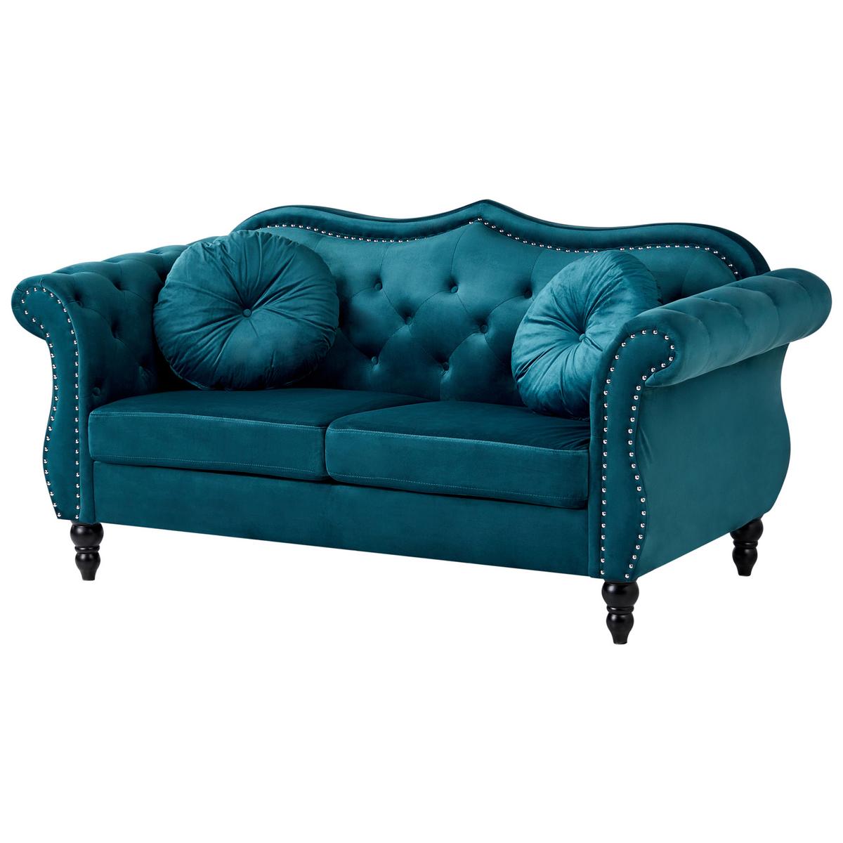 SOFA-SET 5-Sitzer Samtstoff Blaugrün Skien - Jadegrün, Textil (204/86/79cm) - Beliani