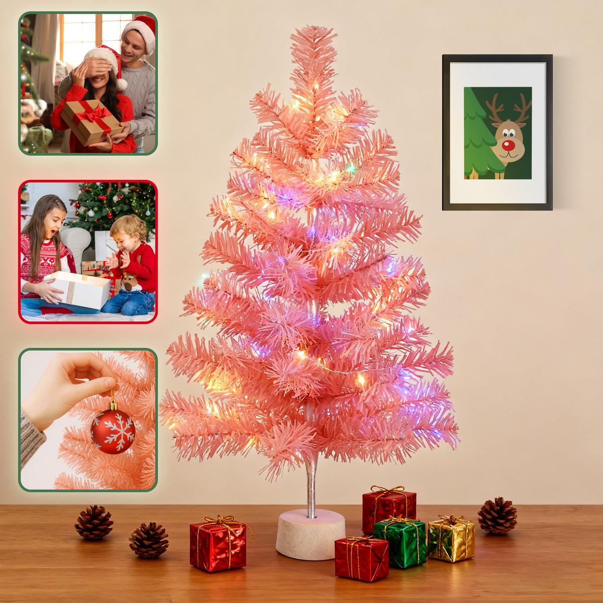 WEIHNACHTSBAUM Elowynth 30/30/60 cm - Pink, Kunststoff (60cm) - ZMH