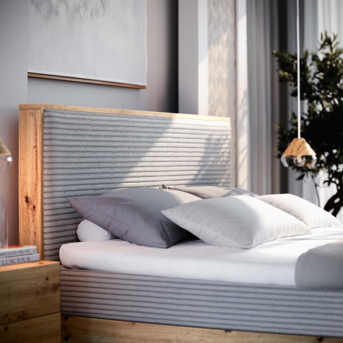 BOXBETT VERDON 180x200 cm mit Matratze und Topper - Creme - Creme, Holz (180/200cm) - MASSENO