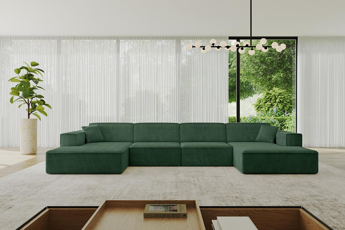 WOHNLANDSCHAFT IREA-U2-v4 - 386x165x77 cm Grün - Currygelb, Holzwerkstoff/Textil (386/77/165cm) - ALTDECOR