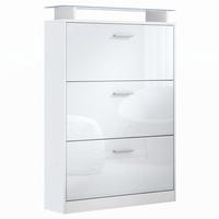 SCHUHSCHRANK Lavia Front in Weiß Hochglanz - Weiß Hochglanz, Holzwerkstoff (89/128/23cm) - Vladon