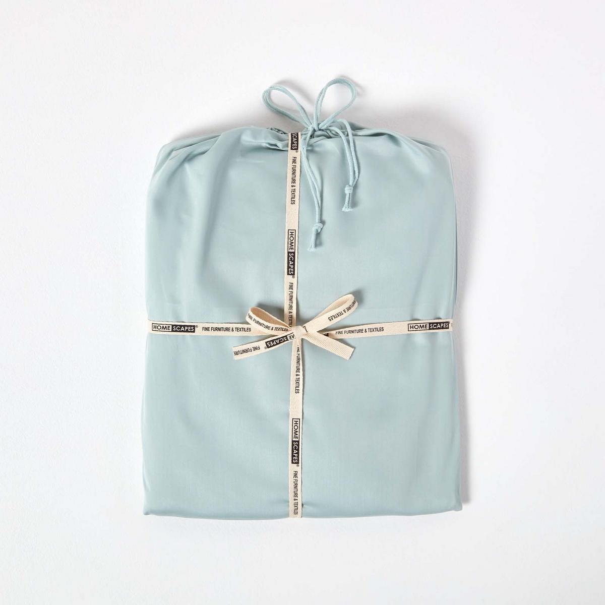 BIO-SPANNBETTLAKEN extra hoch, 100% Baumwoll-Satin - Hellblau, Textil (140/190cm) - Homescapes