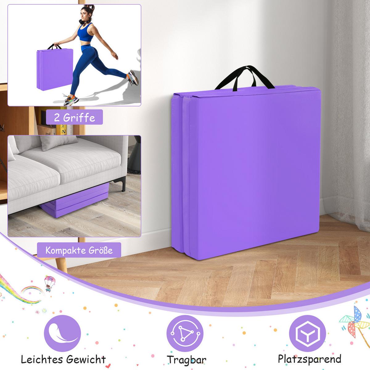 ÜBUNGSMATTE Violett - Lila, Leder (180/60cm) - COSTWAY