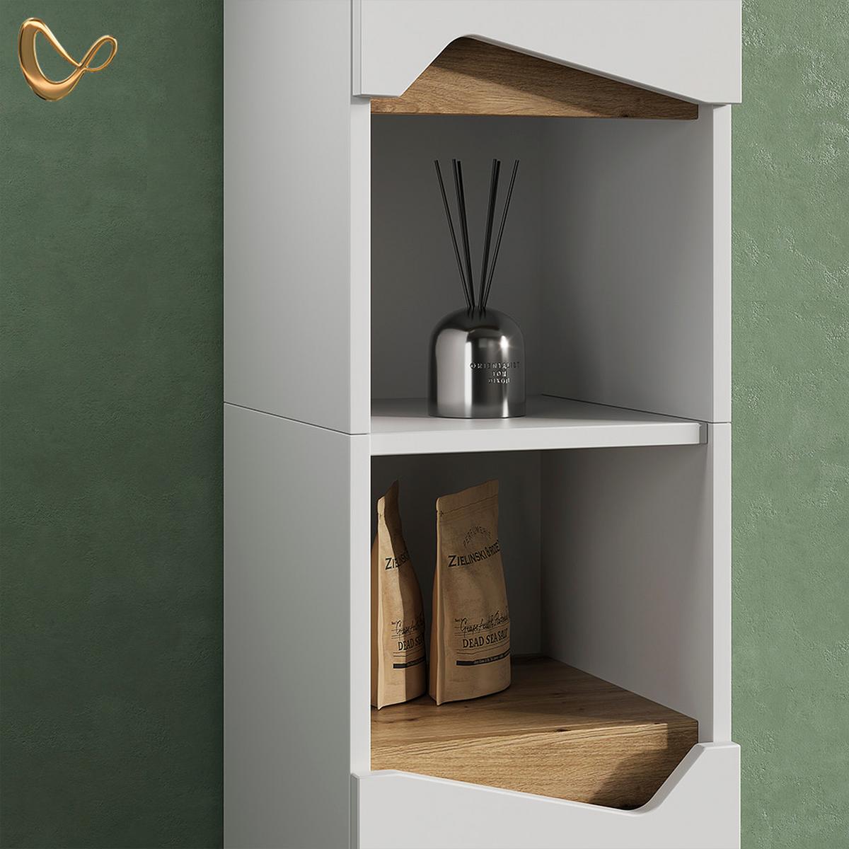BADMÖBEL-KOMBINATION Timavo Weiß 3 Teile, mit Hochschrank - Weiß, Holzwerkstoff (60/57/35cm) - Livinity®