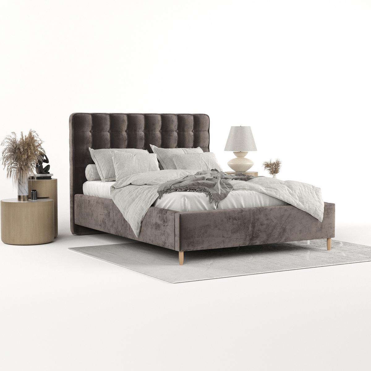 POLSTERBETT Paloma 160/200 cm Braun im Lotta Stoff - Naturfarben/Braun, Holz/Holzwerkstoff (160/200cm) - AltaBeds