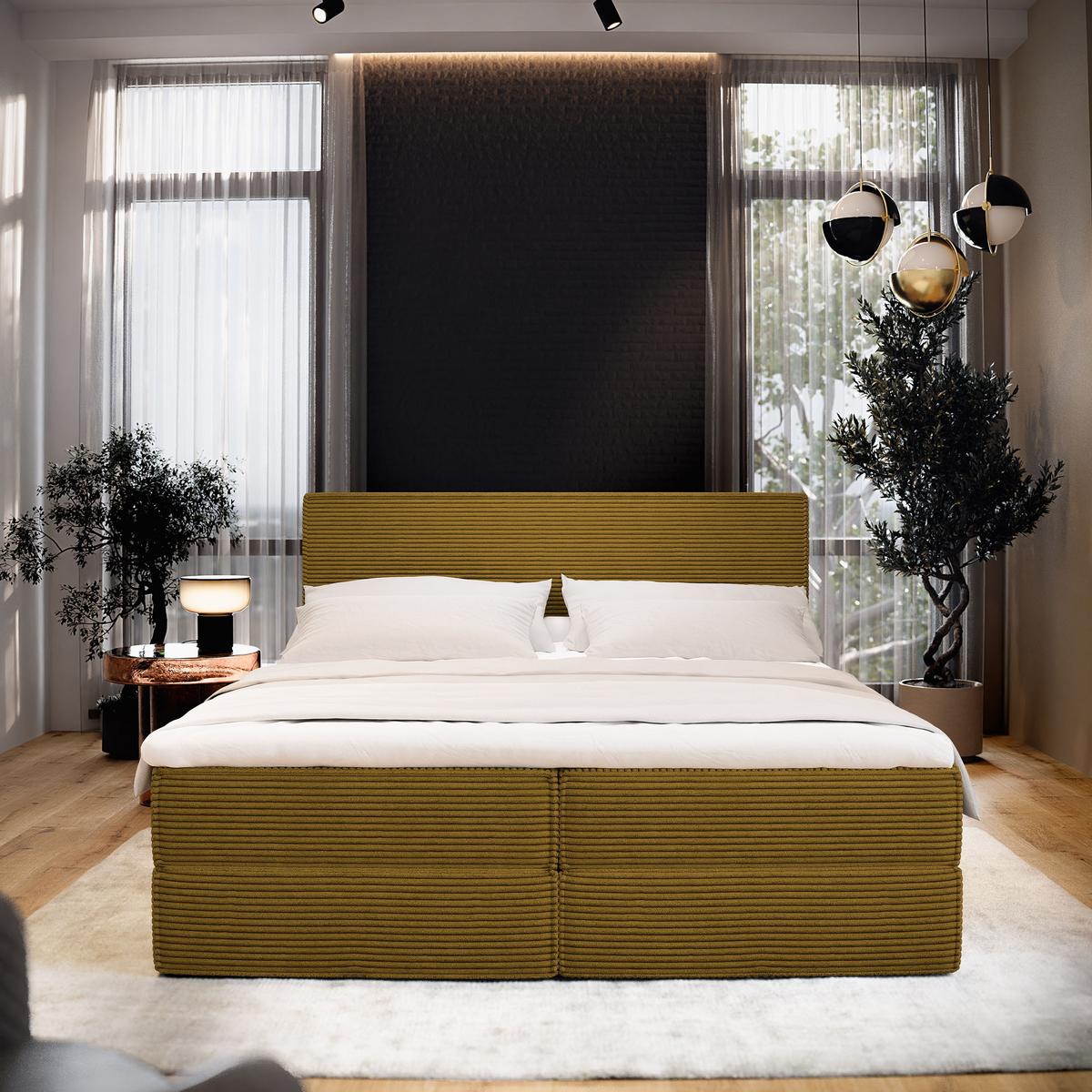 BOXBETT PELLIO 180x200 cm mit Matratze und Topper - Gelb - Gelb, Holz (180/200cm) - MASSENO