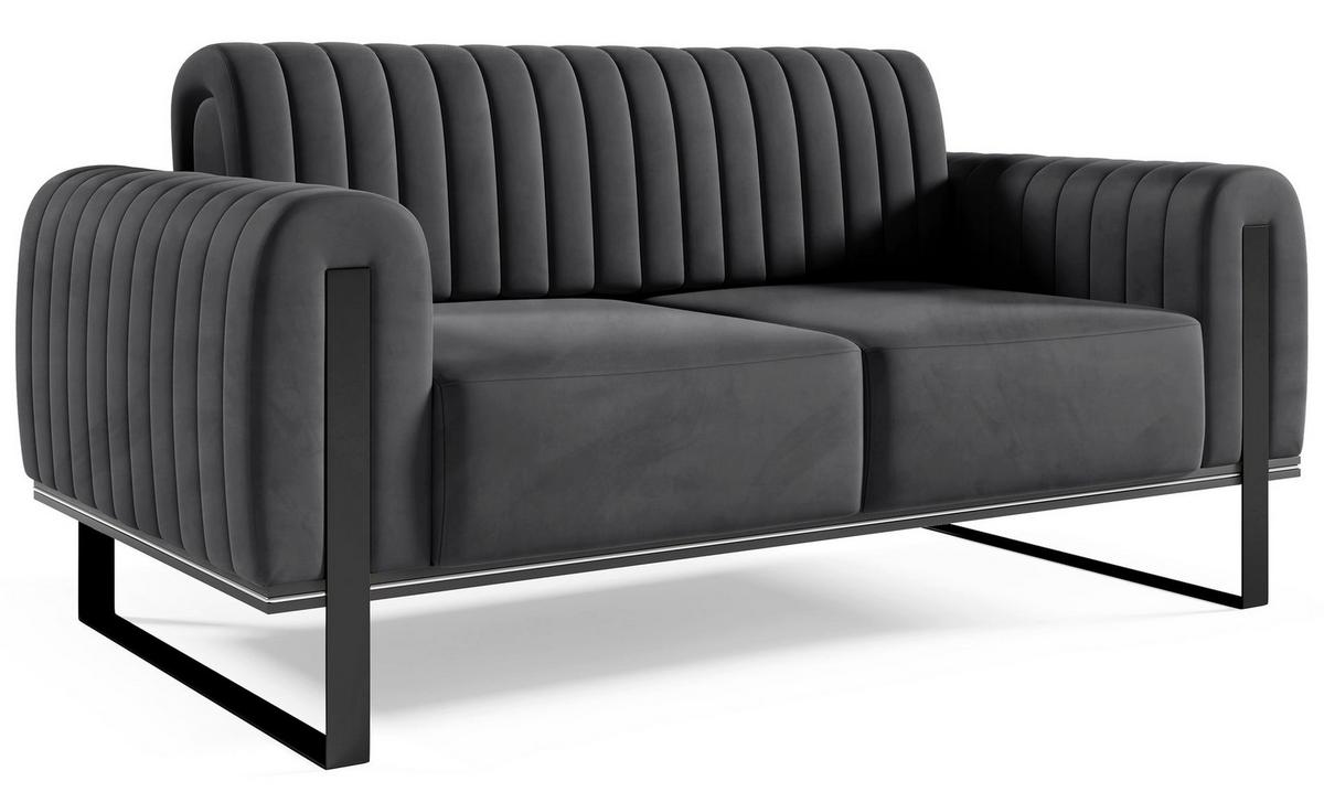 SOFA Parissa 164 cm - Dunkelgrau/Schwarz, Textil/Metall (164/79/92cm) - Selsey