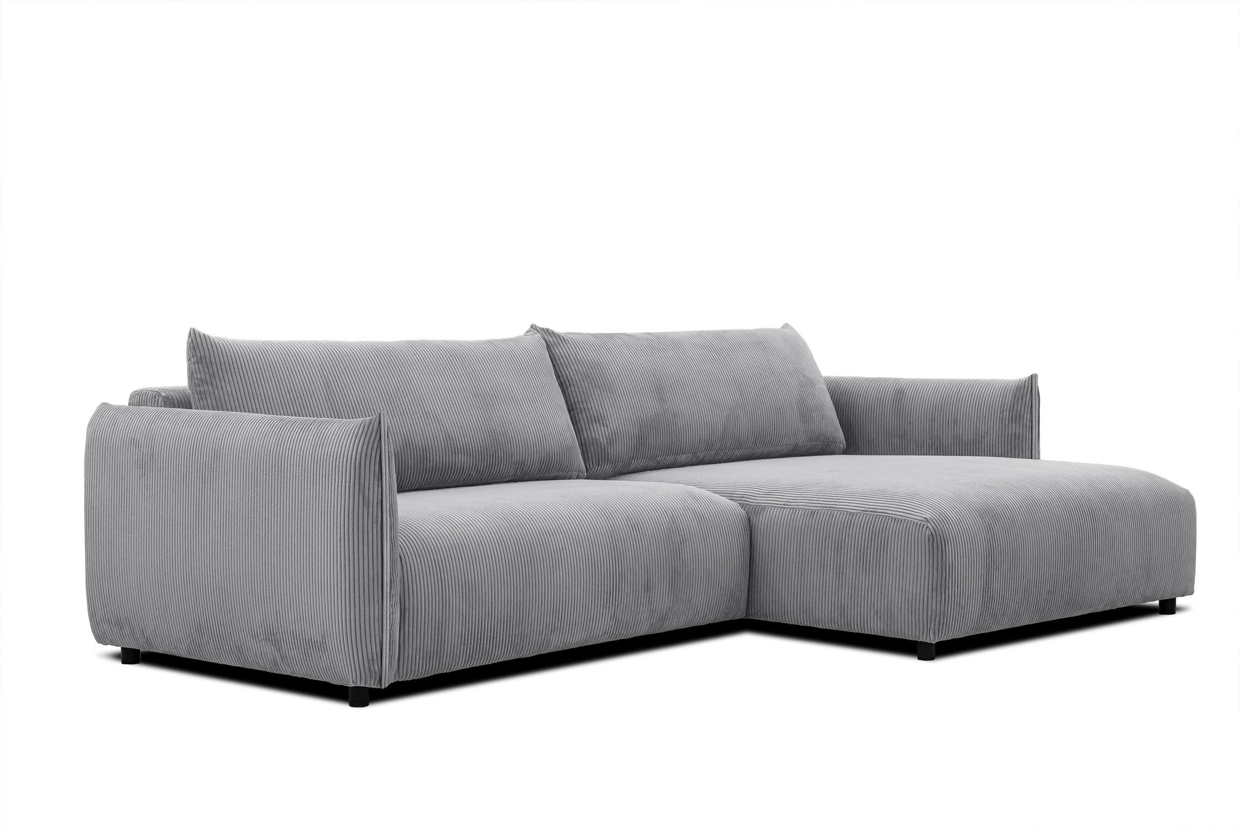 ECKSOFA TAUER 5-Sitzer, hellgrau - Hellgrau/Schwarz, Holzwerkstoff/Kunststoff (292/174cm) - Wozimo
