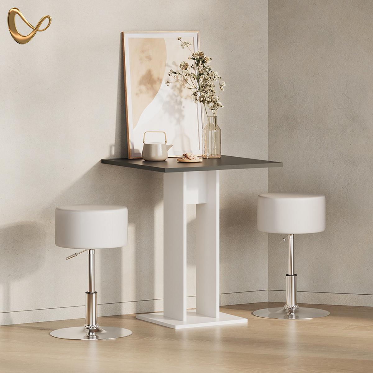 ESSTISCH Regusa Weiß/Anthrazit 65 x 78 cm - Anthrazit/Weiß, Holzwerkstoff (65/65/78cm) - Livinity®
