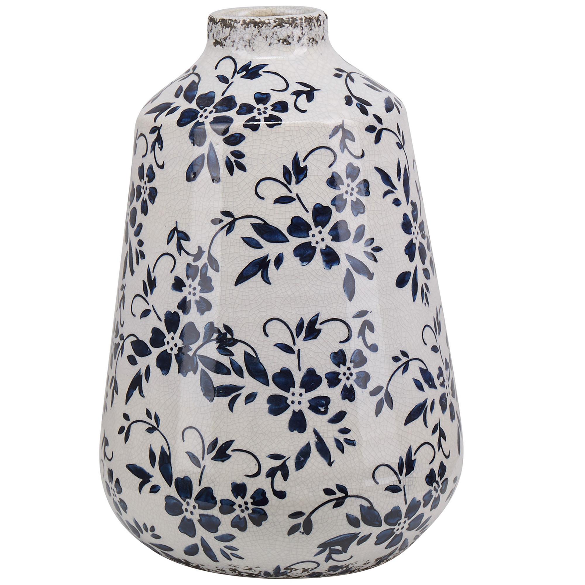 BLUMENVASE Steinzeug weiß Maroneia - Weiß, Stein (25cm) - Beliani