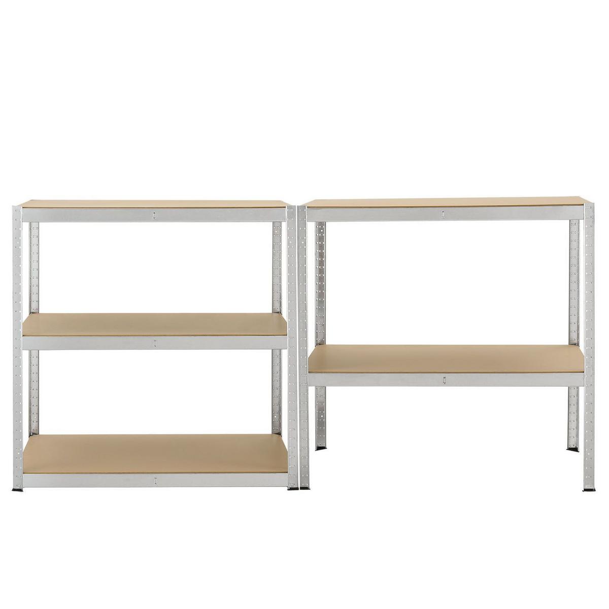 LAGERREGAL Basic 180x90x40 cm (4er-Set) - Silberfarben, Metall (90/180/40cm) - Juskys