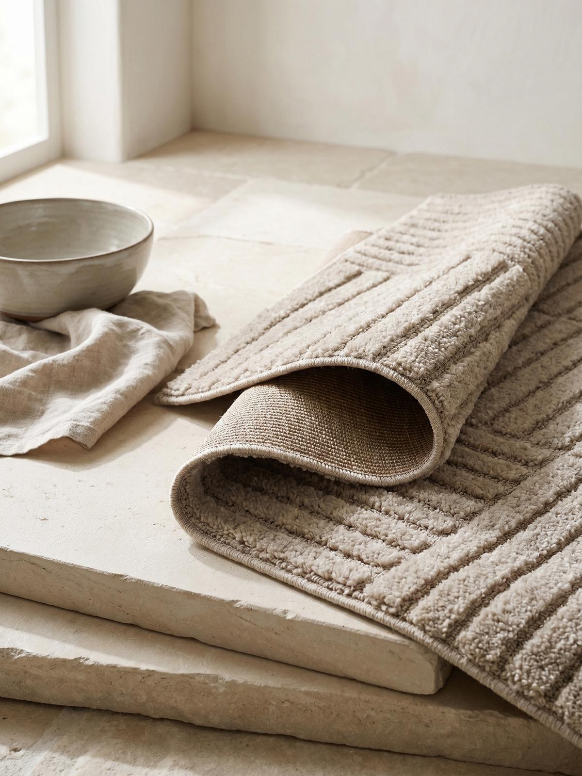 TEPPICH Hochflor RIGI in Beige, mit Cord-Streifen-Patchwork, 120 x 170 cm - Beige, Textil (170/120cm) - KADIMA DESIGN