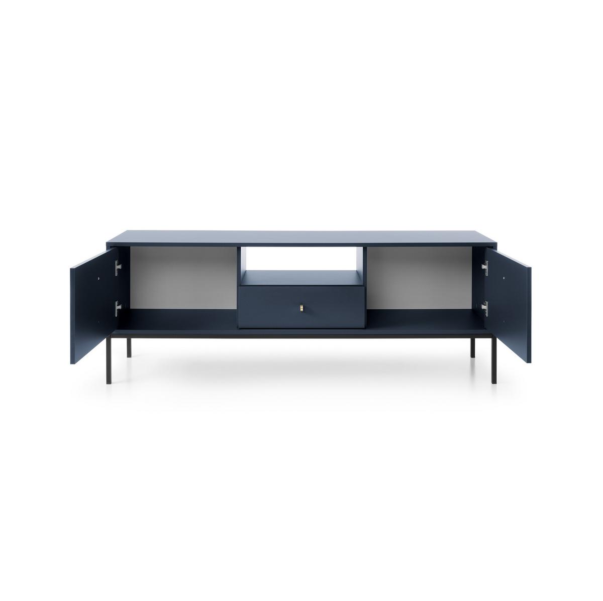 LOWBOARD MONDO 153,4x39x56,2 cm mit 1 Schubladen und 2 Türen Blau - Blau/Schwarz, Holzwerkstoff (153.4/56.2/39cm) - MASSENO