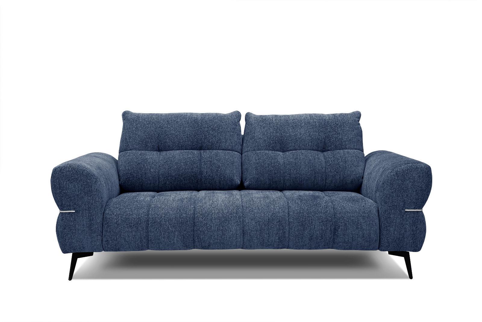 SOFA SALVINI 3-Sitzer, dunkelblau - Schwarz/Dunkelblau, Holzwerkstoff/Textil (176/88/99cm) - Wozimo