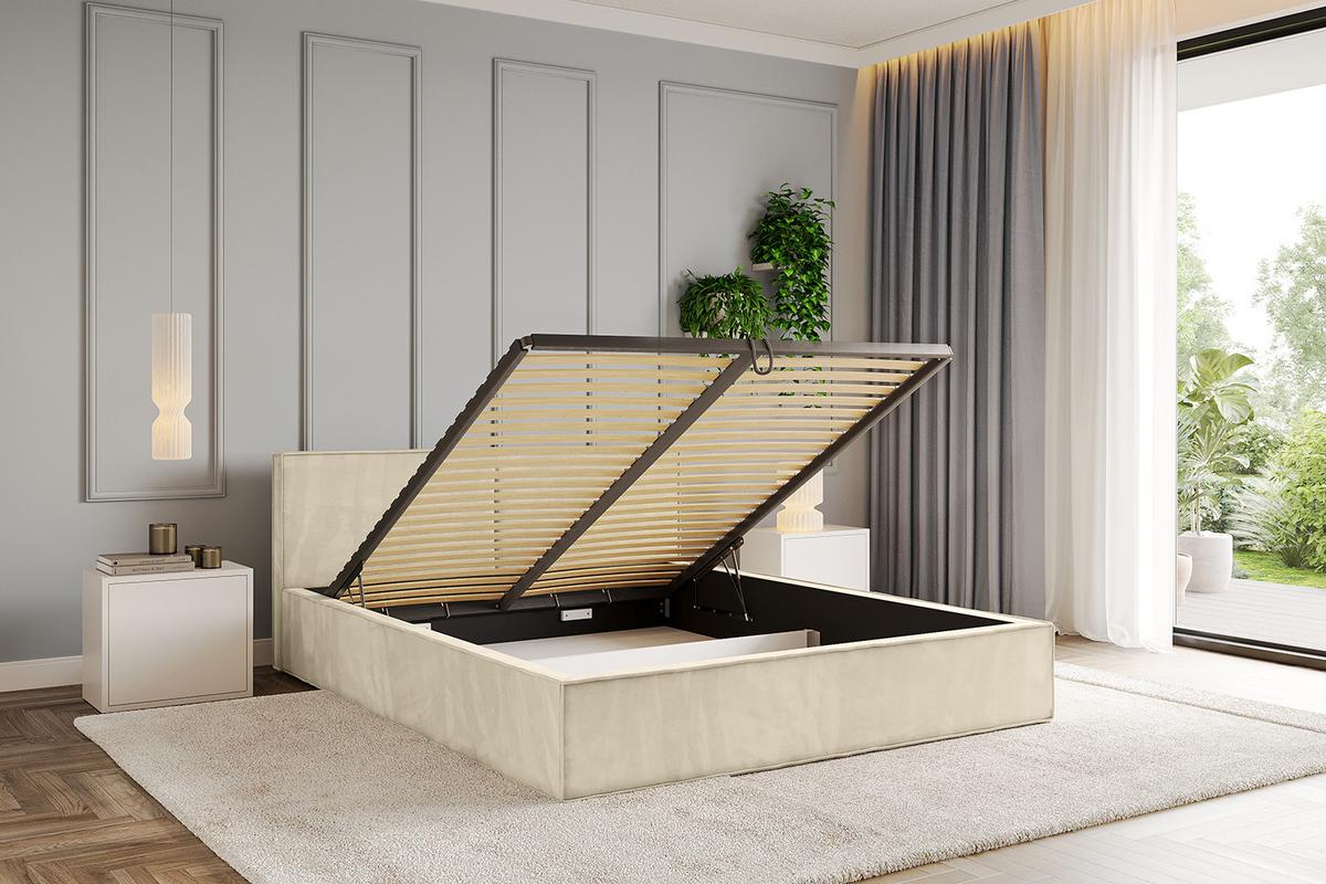 POLSTERBETT mit Bettkasten und Lattenrost, Bett mit Matratze H3/H4 - EMMI-V1 180x200 Beige - Ecru, Holzwerkstoff/Textil (180/200cm) - ALTDECOR