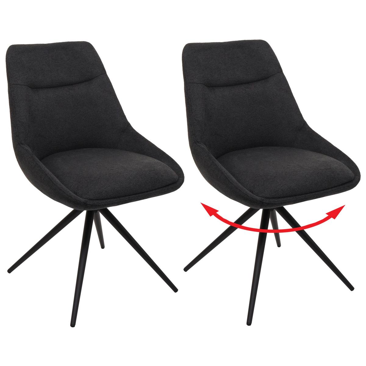 ESSZIMMERSTUHL Anthrazit 2er-Set - Anthrazit, Textil (51/86/60cm) - MCW
