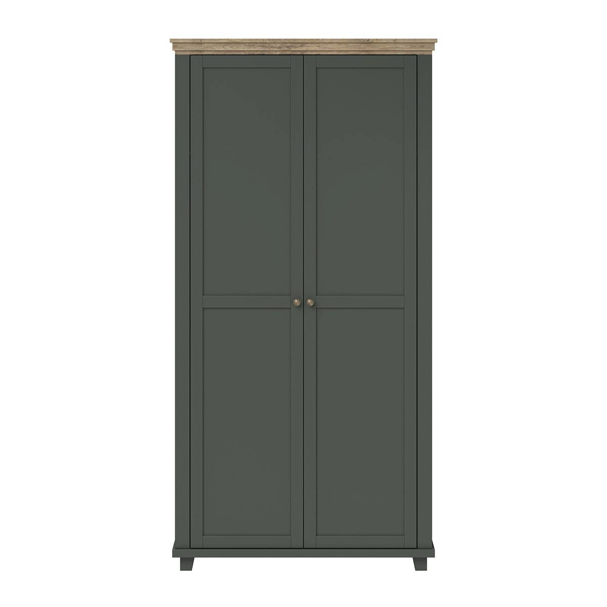 SCHRANK 2 Türen Martin Grün und Holz - Grün, Holzwerkstoff (108.1/216.1/61.7cm) - Petits-meubles